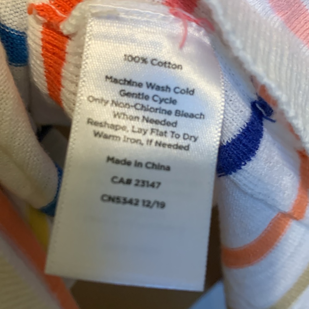 TALBOTS Crisp White Multicolor Stripe Knit Top.100%Soft Natural Cotton!Light-Wt. - Picture 8 of 9